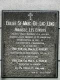 Plaque de l'église de Saint-Marc-du-Lac-Long. Vue avant