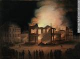 L'incendie du Parlement à Montréal, vers 1849
