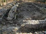 Site archéologique de l'Île-aux-Tourtes. Église dégagée durant les fouilles