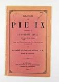 Brochure (Éloge de Pie IX prononcé à l'Université Laval le 29 juin 1868, jour de l'inauguration d'un portrait de sa sainteté). Page de titre