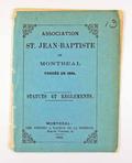 Brochure (Association St. Jean-Baptiste de Montréal fondée en 1834 : statuts et règlements). Page de titre