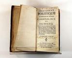 Livre (Testament politique d'Armand du Plessis, cardinal duc de Richelieu... (Tomes I et II)). Page de titre