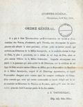 Document (Ordre général concernant récompense pour la capture des déserteurs)