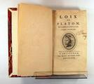 Livre (Loix de Platon (Tome I) (Ex. I)). Page de titre avec signature