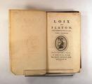 Livre (Loix de Platon (Tome I) (Ex. II)). Page de titre