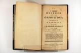 Livre (A short defence of the opposition : in answer to a pamphlet intitled, "A short history of the oppossition"). Page de titre