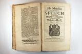Livre (His Majesties gracious speech to the Honorable House of Commons in the Banquetting-house at White-Hall, March I, 1661). Page de titre