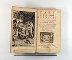 Livre (L'art de bien parler françois : qui comprend tout ce qui regarde la grammaire et les façons de parler douteuses (Tome I)). Page de titre et frontispice