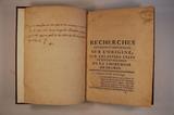 Livre (Recherches critiques et historiques sur l'origine, sur les divers etats et sur les progrès de la chirurgie en France). Page de titre et annotations