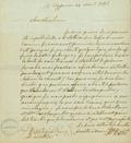 Document (Lettre de J. Bte Baret à P. Bertrand)