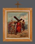 Station de chemin de croix (Simon le Cyrénéen aide Jésus à porter sa croix)