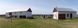 Vue panoramique des bâtiments de ferme