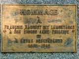 Plaque de François Bacquet dit Lamontagne et d'Anne Philippe. Vue avant