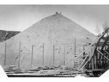 Viaduc ferroviaire des chutes d'Armagh (Monk). Construction du remblais surplombant le viaduc du Parc des chutes d'Armagh.