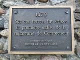 Plaque de la première église de Contrecoeur