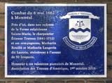 Plaque du combat du 6 mai 1662 à Montréal. Vue avant