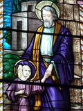 Vitrail (Saint Joseph et l'Enfant Jésus). Vue de détail