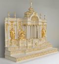 Tabernacle du maître-autel de l'église de Notre-Dame-de-Liesse. Vue latérale (profil dextre), avec statuettes