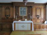 Tabernacle. Vue d'ensemble de l'autel-coffre, du tabernacle et du retable