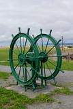 Roue à gouverner auxiliaire. Vue d'angle