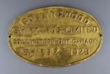 Plaque de construction du Chesterfield. Vue avant