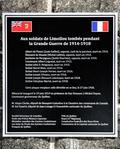 Plaque des soldats de Limoilou morts pendant la Grande Guerre de 1914-1918
