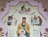 Peinture murale (Saint Joseph et Jésus enfant). Vue de détail