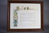 Document (Certificat de reconnaissance décerné à Maude Abbott par les citoyens du village de St. Andrews). Certificat avec cadre.