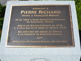 Plaque du monument de Pierre Richard marié à Françoise Miville