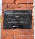 Plaque du 30e anniversaire du passage de Charles de Gaulle à Sainte-Anne-de-la-Pérade