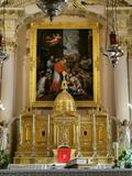Église Saint-Charles-Borromée. Détail. Tabernacle du maître-autel et tableau du retable