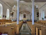 Église de Saint-Elzéar. Vue d'ensemble de l'intérieur.