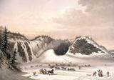 Site patrimonial de la Chute-Montmorency. Le pain de sucre des chutes Montmorency, près de Québec, Bas-Canada, 1853, W. Simpson d'après Cornelius Krieghoff