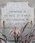 Plaque du témoignage au Sacré coeur. Vue avant