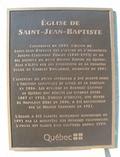 Plaque de l'église de Saint-Jean-Baptiste. Vue avant