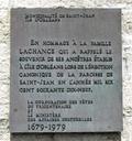 Plaque de la famille Lachance. Vue avant