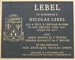 Plaque de Nicolas Lebel. Vue avant