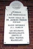 Plaque de la maison Hamelin. Vue avant