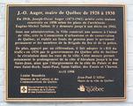 Plaque de Joseph-Oscar Auger. Vue avant