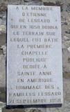 Plaque d'Étienne de Lessard. Vue avant