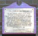 Plaque de la forge Dutrisac. Vue avant