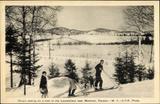 Ski de fond. Skiers resting on a trail in the Laurentians near Montreal, Canada