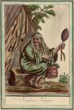 Le jongleur iroquois. Illustration tirée de l'Encyclopédie des voyages (1796), Jacques Grasset de Saint-Sauveur (1757-1810)