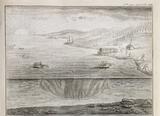 Détail. Figure 1. La pêche des Capelans de l'Amérique septentrionale, qui fournissent un excellent appât pour la pèche de la Morue. On en pêche en A & C avec des saines en pleine eau; & en B, on tire la saine sur le sable... - 1769-1782