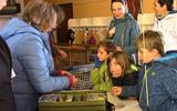 Enfants apprenant à monter leur canne à pêche, Notre-Dame-du-Portage