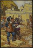 Champlain supervisant la construction de sa résidence, Québec, 1608 / Charles William Jefferys - vers 1925