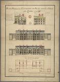 Plan, profils et élévations du troisième palais de l'Intendant. Gaspard-Joseph Chaussegros de Léry, 1726.