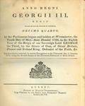 Page de titre de l'Acte de Québec, 1774