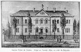Première séance du Conseil municipal de Montréal. Ancien Palais de justice. Érigé en 1800, au coût de $25,000