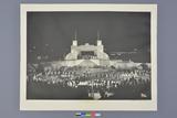 Pageant des fêtes du Centenaire du Saguenay en 1938. Photo de la scène du Pageant avec tous les comédiens